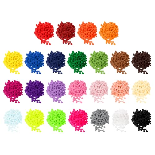 QUARKZMAN 25 Farben Pom Pom Ball Fransenborte, 2 Meter Band Nähzubehör DIY Basteln für Zuhause Vorhang Kleid Kissen Dekoration (12mm) von QUARKZMAN