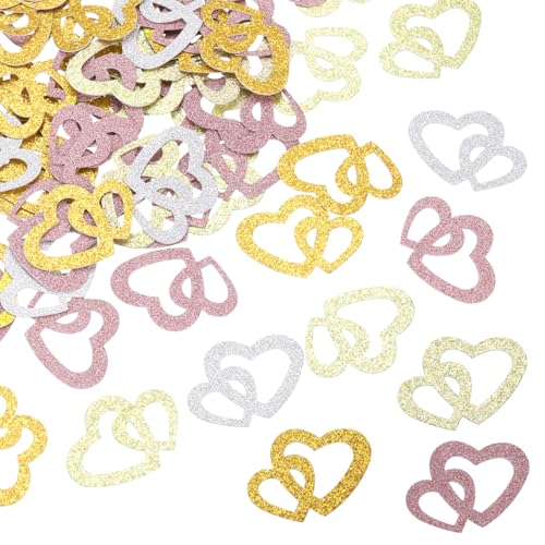 QUARKZMAN 250 Stück Sterne Konfetti Glitzer Konfetti Tisch Konfetti Dekor für Party Hochzeit Festival Dekorationen, 2,5x3cm, Roségold/Silber/Gold/Hellgold von QUARKZMAN