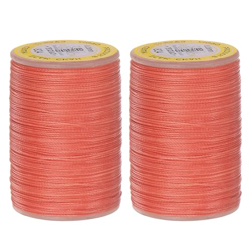 QUARKZMAN 2pcs Faden für Näh- und Polsterarbeiten 328 Yards 300m Gewachster Polyesterfaden Verschleißfestes, dehnungsbeständiges Stickgarn Schnur Baumwollfaden für Quilten Leder, Pink von QUARKZMAN