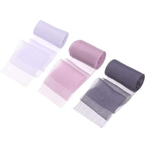 QUARKZMAN 3 Rollen Band Crinkle Chiffon, 2" 6 Yards Handgemachter Tüllstoff Seidenband Stoff für Blumenstrauß Geschenkverpackung DIY Basteln Hochzeit, Lila, Helllila, Graulila von QUARKZMAN