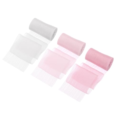 QUARKZMAN 3 Rollen Band Crinkle Chiffon, 2" 6 Yards Handgemachter Tüllstoff Seidenband Stoff für Blumenstrauß Geschenkverpackung DIY Basteln Hochzeit, Pink, Dunkelrosa, Weiß von QUARKZMAN