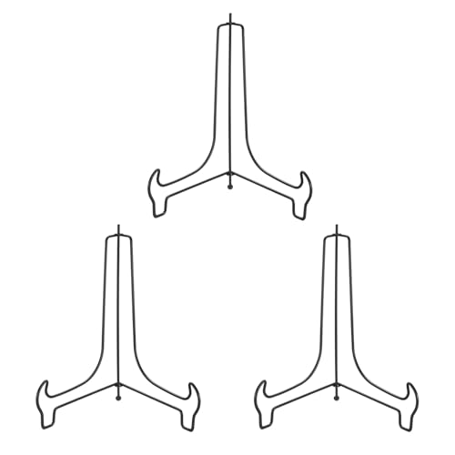 QUARKZMAN 3 Stück 10-Zoll-Tellerständer zur Anzeige, Eisen-Dekorative Tellerhalter Faltbare Display-Ständer Staffelei für Buch Platte Foto Bilderrahmen Tischkunst, Schwarz von QUARKZMAN
