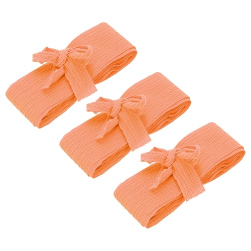 QUARKZMAN 3 Stück Orange Band Crinkle Chiffon, 1 1/2 Zoll Handgemachter Tüllstoff Seidenband Stoff Breit für Blumenstrauß Geschenkverpackung DIY Basteln Hochzeit von QUARKZMAN