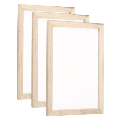 QUARKZMAN 3 Stück Siebdruckrahmen, 11,8x7,9 Zoll Holz mit 160 weißen Maschen für DIY-Siebdruckprojekte von QUARKZMAN