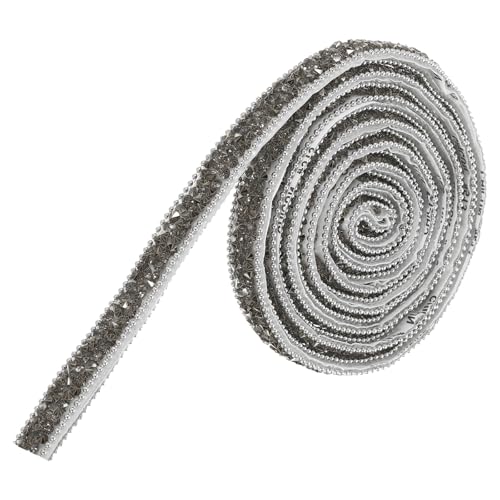 QUARKZMAN 3 Yards x 0.39 Inch Harz Strassband, Selbstklebendes Bling Kristallband für Hochzeit Geburtstagsfeier DIY Basteldekorationen, Mineral Asche von QUARKZMAN