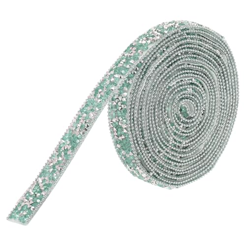 QUARKZMAN 3 Yards x 0.59 Inch Harz Strassband, Selbstklebendes Bling Kristallband für Hochzeit Geburtstagsfeier DIY Basteldekorationen, Seeblau von QUARKZMAN