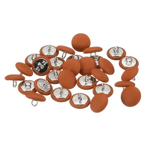 QUARKZMAN 30 Stück 24L Stoffbezogene Knöpfe 15mm 5/8" Runde Metallknöpfe mit Satin-Nähknopf für Brautkleider, Hochzeitsanzüge, Blusen, Pullover, Orange von QUARKZMAN