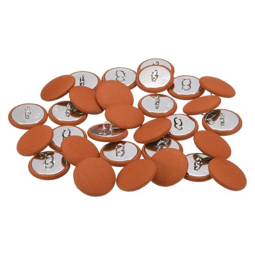 QUARKZMAN 30 Stück 40L Stoffbezogene Knöpfe 25mm 1" Runde Metallknöpfe mit Stoffüberzug für Nähen DIY Handwerk Knöpfe für Braut Hochzeitsanzüge Kleider Blusen Pullover, Orange von QUARKZMAN