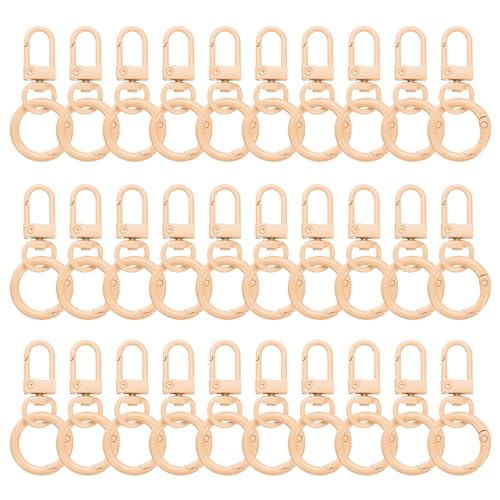 QUARKZMAN 30 Stück Hummerklaue Karabiner Schlüsselanhänger Drehgelenk Trigger Clips Zinklegierungen Bunte Snap Haken Sprung Flache Splint Ringe für DIY Schmuckherstellung, Soft Pink von QUARKZMAN