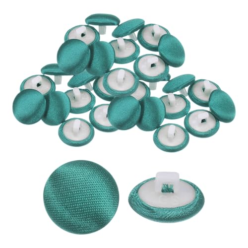 QUARKZMAN 30 Stück Satin Knöpfe 0,5" (12,5mm) Glatt Satin Überzogene Runde Smoking Knöpfe mit Stoffknöpfen für Brautkleid Bluse Anzüge DIY, Koralle Grün von QUARKZMAN