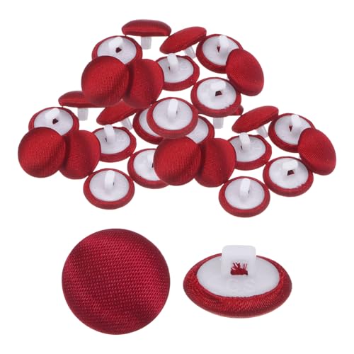 QUARKZMAN 30 Stück Satin Knöpfe 0,5" (12,5mm) Glatt Satin Überzogene Runde Smoking Knöpfe mit Stoffknöpfen für Brautkleid Bluse Anzüge DIY, Leuchtendes Rot von QUARKZMAN