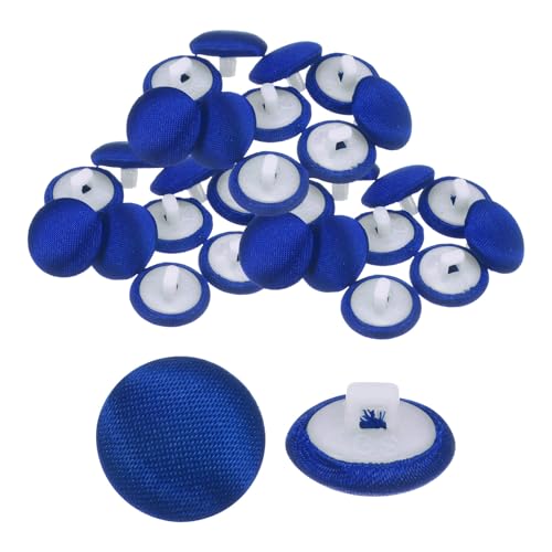 QUARKZMAN 30 Stück Satin Knöpfe 0,5" (12,5mm) Glatt Satin Überzogene Runde Smoking Knöpfe mit Stoffknopf für Brautkleid Bluse Anzüge DIY, Blau von QUARKZMAN