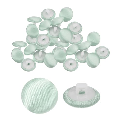 QUARKZMAN 30 Stück Satin Knöpfe 0,5" (12,5mm) Glatt Satin Überzogene Runde Smoking Knöpfe mit Stoffknopf für Brautkleid Bluse Anzüge DIY, Hellgrün von QUARKZMAN