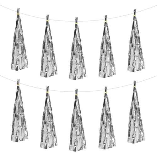 QUARKZMAN 30 Stücke Helle Silber Quaste Girlande Banner mit Seil Tissue Papier Quasten Party DIY Kits für Jubiläum Hochzeit Geburtstagsfeier QUARKZMAN 30 Stücke Helle Silber Quaste Girlande Banner mit Seil Tissue Papier Quasten Party DIY Kits für Jubiläum Hochzeit Geburtstagsfeier von QUARKZMAN