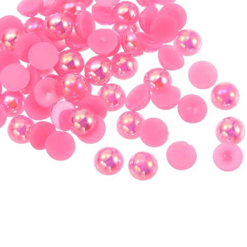 QUARKZMAN 300 Stück Flachrückperlen 8mm ABS Kunststoff Halbkugelimitationsperlen Bastelperlen für DIY Bastelschuhe Dekoration Kleidung Hochzeit Weihnachten Fotoframes, Pink von QUARKZMAN