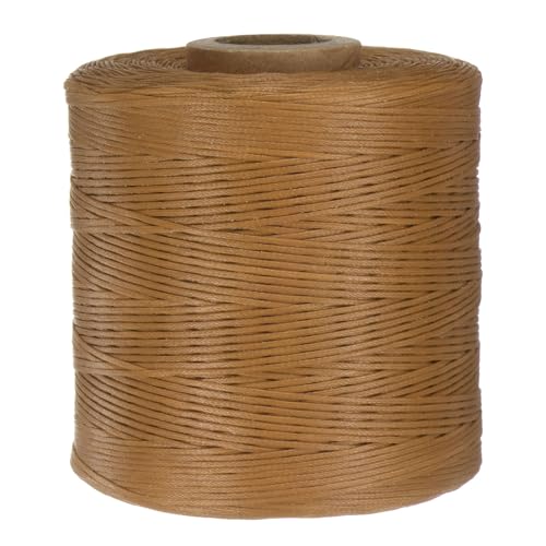 QUARKZMAN 300D 1,2 mm Flaches Gewachstes Garn 500 m Polyester Leder Nähen Gewachstes Faden Hand Nähen Gewachstes Seil für Leder Nähen Buchbinden DIY Handwerk Khaki Braun von QUARKZMAN