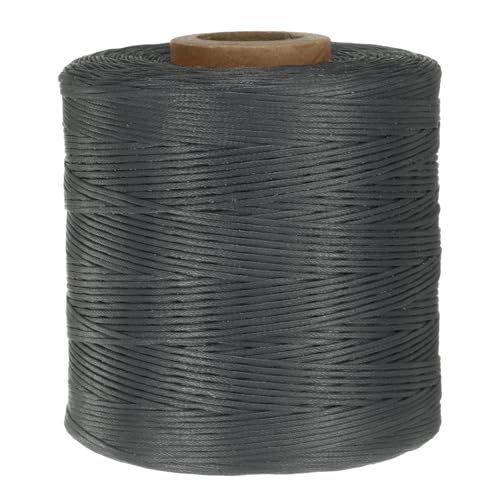 QUARKZMAN 300D 1,2 mm Flaches Gewachstes Garn 547 Yards Polyester Leder Nähen Gewachstes Faden Hand Nähen Gewachstes Seil für Leder Nähen Buchbinden DIY Handwerk Dunkelgrau von QUARKZMAN