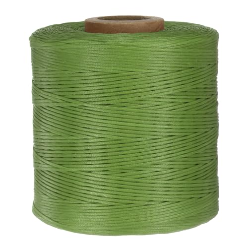 QUARKZMAN 300D 1,2 mm Flaches Gewachstes Garn 547 Yards Polyester Leder Nähen Gewachstes Faden Hand Nähen Gewachstes Seil für Leder Nähen Buchbinden DIY Handwerk Hellgrün von QUARKZMAN