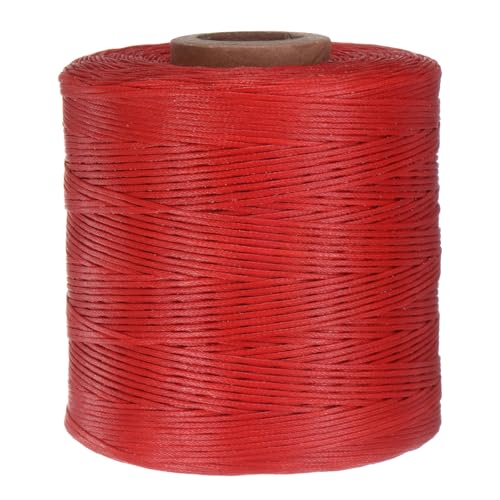 QUARKZMAN 300D 1,2 mm Flaches Gewachstes Garn 547 Yards Polyester Leder Nähen Gewachstes Faden Hand Nähen Gewachstes Seil für Leder Nähen Buchbinden DIY Handwerk Rot von QUARKZMAN