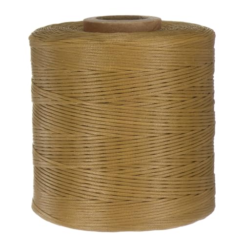 QUARKZMAN 300D 1,2 mm Flaches Gewachstes Garn 547 Yards Polyester Leder Nähen Gewachstes Faden Hand Nähen Gewachstes Seil für Leder Nähen Buchbinden DIY Handwerk Sand Gelb von QUARKZMAN