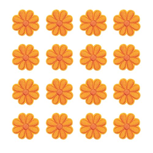 QUARKZMAN 36 Stück Blumen Bügeleisen auf Patches, Orange bestickte Nähen Applikation Hand Häkelapplikationen 1,65IN Blumenstickerei Patches für Kleidung Nähen DIY Handwerk Hüte Schuhe von QUARKZMAN