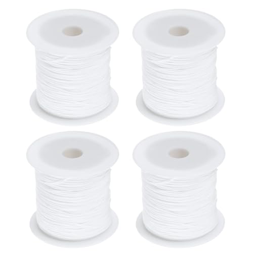 QUARKZMAN 4 Rollen Nylon-Schnur 45 Yards 0,4 mm Nylon-Schnur Perlen Satin Schnur für Armband Schmuck Chinesische Knotenschnur Halsketten Kumihimo Freundschaftsarmbänder Handwerk, Weiß von QUARKZMAN