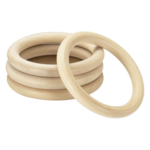 QUARKZMAN 4 Stück Naturholzringe, 120mm/3,9 Zoll Unvollendete Glatt Macrame Kreise Holzring für Bastelprojekte DIY Projekte Macrame Herstellung (15mm dick) von QUARKZMAN