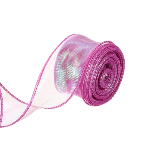 QUARKZMAN 4 cm breites glitzerndes transparentes verkabeltes Organza-Band Pastell Chiffon-Bänder 9 m Lila zum Geschenkeverpacken, Blumenstrauß, Hochzeitstorte, Schleifen von QUARKZMAN