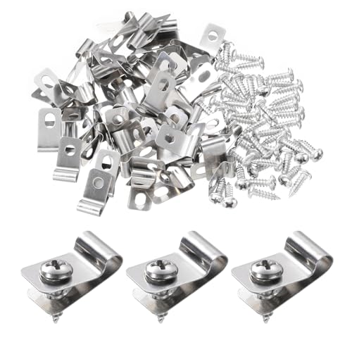 QUARKZMAN 40 Stück Drahtzaun Clips 0,2" Edelstahl Zaun Drahtklemmen Landwirtschaftliche Zaunmontage Clips mit 40 Stück Schrauben zur Befestigung von 12-16 Gauge Drähten von QUARKZMAN