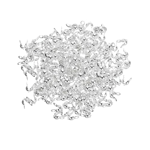 QUARKZMAN 400 Stück Endkappe Knotenabdeckung 3mm Durchmesser Muschel Metallbeschichtete offene Perlenkappen 6mm Länge Endkappen Messing für DIY Armband Schmuckherstellung, Silber von QUARKZMAN