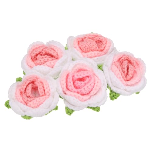 QUARKZMAN 5 Stück Blumen Aufnäher, Häkelblumenblüten Handgemachte Häkelblumen Applikationen Verzierungen für DIY Haar Kleid Hochzeit Party Handwerk, Verlaufendes Pink von QUARKZMAN