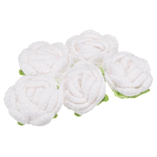 QUARKZMAN 5 Stück Blumen Aufnäher, Häkelblumenblüten Handgemachte Häkelblumen Applikationen Verzierungen für DIY Haar Kleid Hochzeit Party Handwerk, Weiß von QUARKZMAN