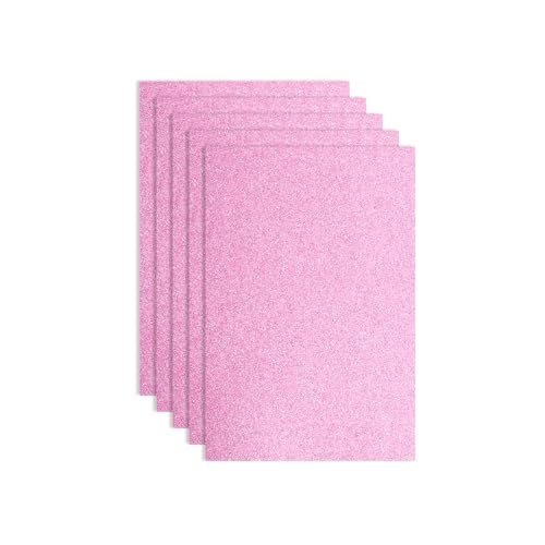 QUARKZMAN 5 Stück Rosa Glitzer Schaumstoffplatten, 8 x 12 Zoll Glitzer EVA Schaumstoffplatten Dünner Schaumstoffpapier für Basteln, DIY Projekt, Klassenzimmer, Scrapbooking (1,5 mm dick) von QUARKZMAN