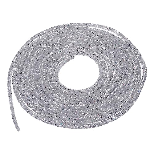 QUARKZMAN 5 Yard 6mm Glitzer Pailletten Seil Pailletten Strass Rohr Kordel für Basteln Hochzeit Kleider Kostüm Kleidung Schuhe Schmuck Zubehör Grau Silber von QUARKZMAN