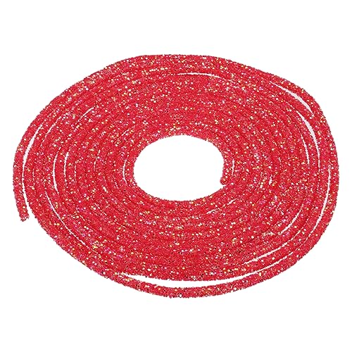 QUARKZMAN 5 Yard 6mm Glitzer Pailletten Seil Pailletten Strass Rohr Kordel für Basteln Hochzeit Kleider Kostüm Kleidung Schuhe Schmuck Zubehör Hell Rot von QUARKZMAN