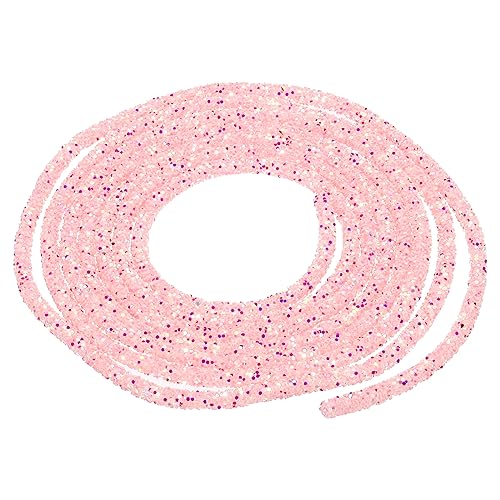 QUARKZMAN 5 Yard 6mm Glitzer Pailletten Seil Pailletten Strass Rohr Kordel für Basteln Hochzeit Kleider Kostüm Kleidung Schuhe Schmuck Zubehör Klar Hell Rosa von QUARKZMAN