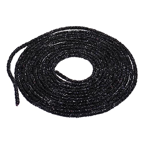 QUARKZMAN 5 Yard 6mm Glitzer Pailletten Seil Pailletten Strass Rohr Kordel für Basteln Hochzeit Kleider Kostüm Kleidung Schuhe Schmuck Zubehör Schwarz von QUARKZMAN