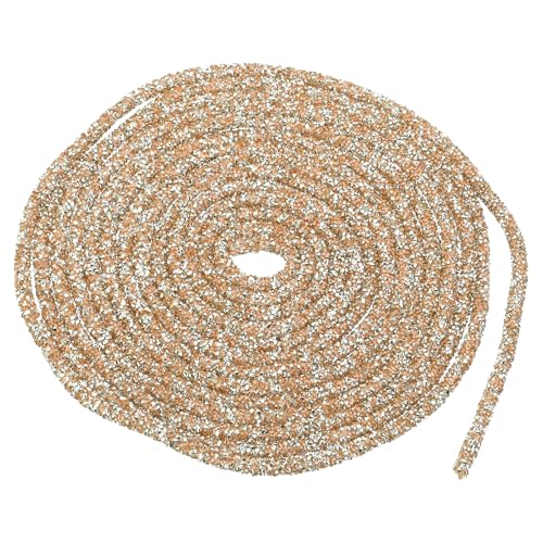 QUARKZMAN 5 Yard 7mm 0.28 Inch Glitter Sequins Rope Sequins Rhinestone Tube Cord für DIY Hochzeitskleider Kostüm Kleidung Schuhe Schmuck Accessoire Champagner von QUARKZMAN