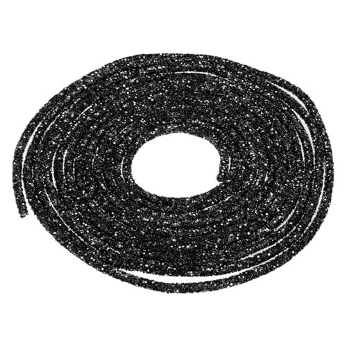 QUARKZMAN 5 Yard 7mm 0.28 Inch Glitter Sequins Rope Sequins Rhinestone Tube Cord für DIY Hochzeitskleider Kostüm Kleidung Schuhe Schmuck Accessoire Schwarz von QUARKZMAN