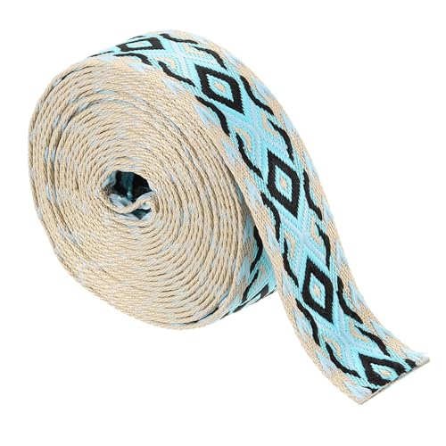 QUARKZMAN 5 Yards Baumwollgurtband, 1,5 Zoll (38 mm) Jacquard-Gurtbandstickerei Polyester-Gurtbänder Geldbörsengurt Gürtel für Geldbörse Tasche Handwerk Kleidung, Blau-Grün von QUARKZMAN