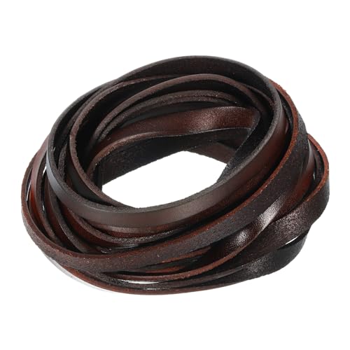 QUARKZMAN 5.5 Yard 8mm Vintage Flat Leather Cord, 2mm Thick Leather Lacing Strips for DIY Crafts Making Bracelet Purse Strap (Coffee) von QUARKZMAN