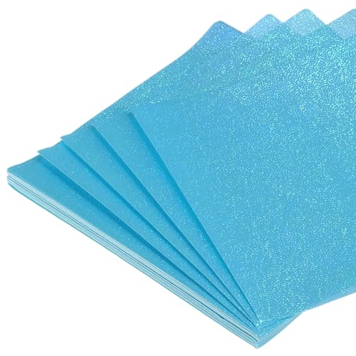 QUARKZMAN 50 Blatt Glitzer Origami Papier 10x10cm Glänzendes Funkelndes Quadratisches Falt Papier 10x10cm Schillerndes Papier für DIY Kunst, Handwerk Dekor, Blau von QUARKZMAN