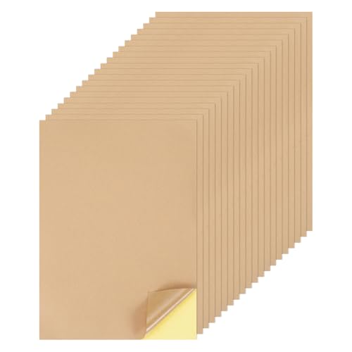 QUARKZMAN 50 Blatt bedruckbares Aufkleber Kartonpapier, 8"x12" A4 Selbstklebendes Aufkleber Trägerkartonpapier 250gsm für Basteln Scrapbooking Tintenstrahldrucker, Hellocker von QUARKZMAN