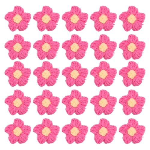 QUARKZMAN 50 Stück Blumen Aufnäher, Häkelblumenblüten Handgemachte Häkelblumen Applikationen Verzierungen für DIY Haar Kleid Hochzeit Party Handwerk, Rose und Gelb von QUARKZMAN