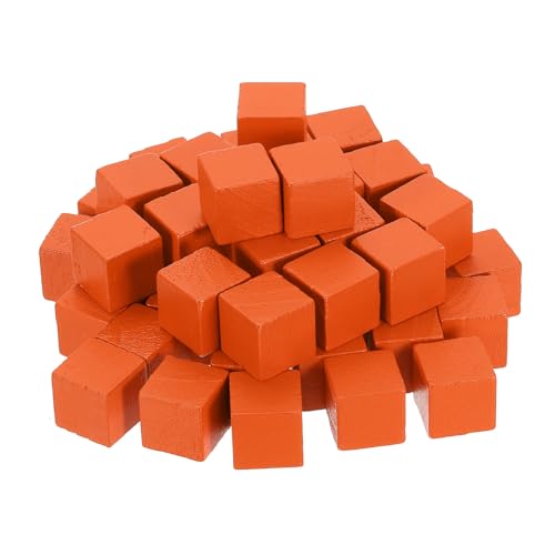 QUARKZMAN 50 Stück Holzblöcke für Bastelarbeiten, 13/16 Zoll Unvollendeter Holzwürfel Kiefernholz Quadratblock für DIY-Bastelprojekte, Orange von QUARKZMAN