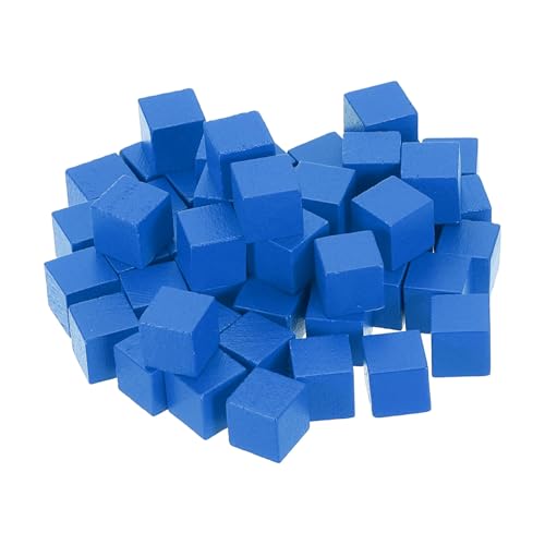 QUARKZMAN 50 Stück Holzblöcke für Bastelarbeiten, 3/8 Zoll Unvollendeter Holzwürfel Kiefernholz Quadratblock für DIY-Bastelprojekte, Blau von QUARKZMAN