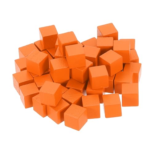 QUARKZMAN 50 Stück Holzblöcke für Bastelarbeiten, 3/8 Zoll Unvollendeter Holzwürfel Kiefernholz Quadratblock für DIY-Bastelprojekte, Mandarine von QUARKZMAN