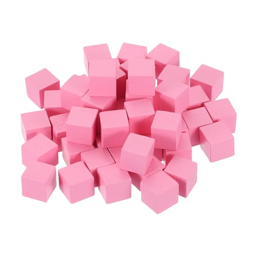 QUARKZMAN 50 Stück Holzblöcke für Bastelarbeiten, 3/8 Zoll Unvollendeter Holzwürfel Kiefernholz Quadratblock für DIY-Bastelprojekte, Pink von QUARKZMAN