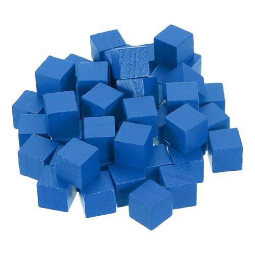 QUARKZMAN 50 Stück Holzblöcke für Bastelarbeiten, 9/16 Zoll Unvollendeter Holzwürfel Kiefernholz Quadratblock für DIY-Bastelprojekte, Blau von QUARKZMAN