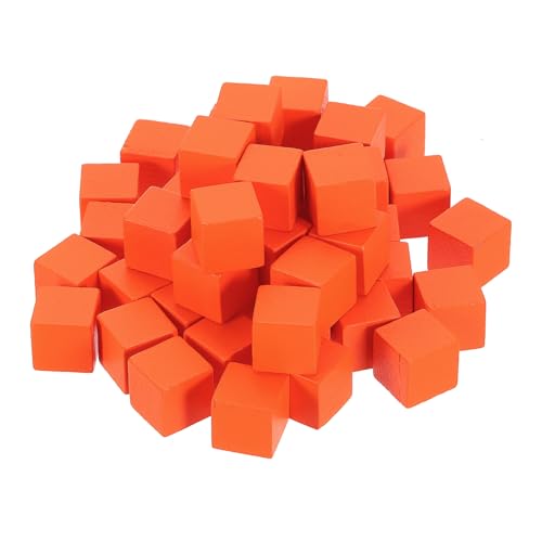 QUARKZMAN 50 Stück Holzblöcke für Bastelarbeiten, 9/16 Zoll Unvollendeter Holzwürfel Kiefernholz Quadratblock für DIY-Bastelprojekte, Orange von QUARKZMAN